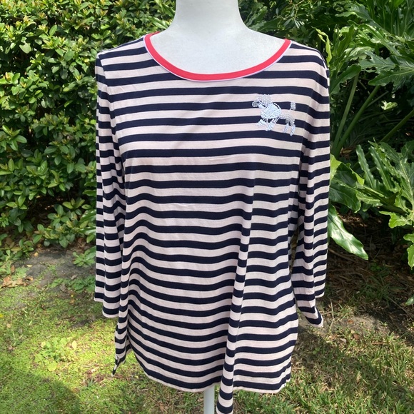 Talbots Tops - Talbots blue and white striped tee